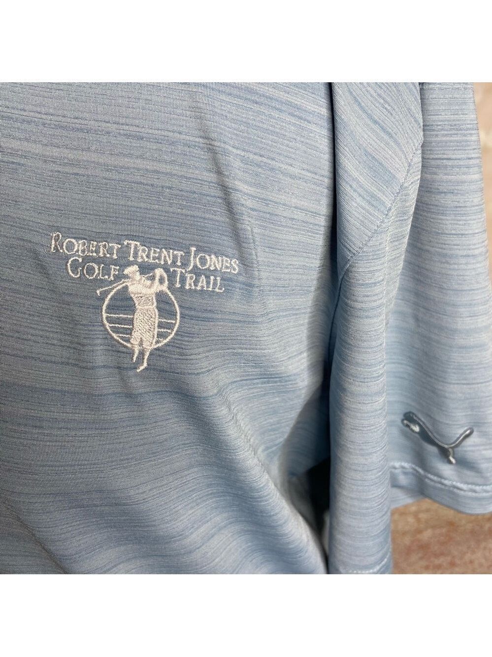 Puma Robert Trent Jones Golf Trail Sky Blue Button Front Shirt L - Picture 2 of 9